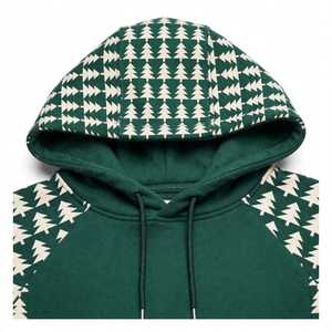 Sweat à capuche unisexe NEXTEX en molleton de coton doux vert forêt avec imprimé graphique arbre de pin - Product Image 6