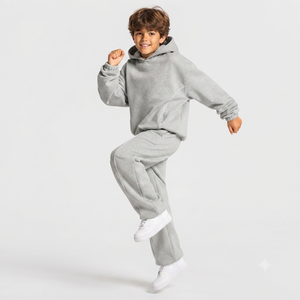Oversized Kid Boys Tracksuit <b>Set</b> Oversized Fit Kid Boys Sweatsuit Kid Boys Two Piece Fleece Outfit Custom Kids Tracksuit OEM ODM - Product Image 6
