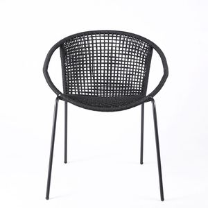 Ensemble de 2 chaises de salle à manger empilables, intérieur/extérieur, en acier, avec corde noire - Product Image 5