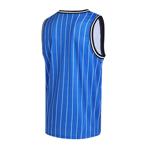 <b>Blue</b> Striped Sleeveless Basketball Jersey Moisture Wicking Breathable Quick Dry <b>Mesh</b> Tank <b>Top</b> Unisex Adult Apparel - Product Image 2