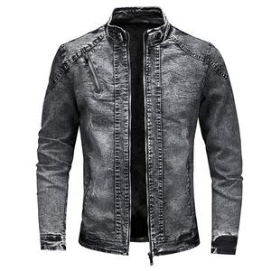 Chaqueta Vaquera con Estampado de Grafiti al por Mayor de Outfitize International, Chaqueta Vaquera Azul de Moda Urbana con Diseño Gráfico Personalizado para Hombre - Product Image 1