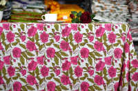 Nappe carrée personnalisée, style moderne, anti-poussière, en coton de haute qualité, écologique, réutilisable, imprimée à la main au bloc traditionnel