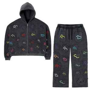 Lightweight Hooded Eco Friendly Casual Solid Custom Logo 100% Cotton High Quality Customizable <b>Embroidery</b> Tracksuit - Product Image 1