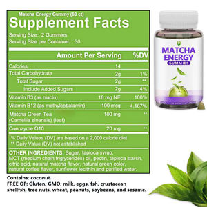 Premium Matcha Energy Gummies con CoQ10 B Vitamins Natural Focus Booster Metabolism Support Suplemento dietético - Product Image 2