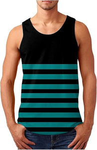 Débardeur rayé pour homme, col rond, décontracté, respirant, tricoté, sans manches, vêtements de sport - Product Image 2