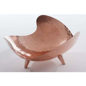 Bol de service alimentaire en métal de qualité supérieure, de forme unique, avec poignées dorées, revêtement en poudre de couleur blanche, centre de table - Product Image 2