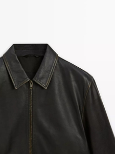 Chaqueta de Cuero Genuino para Hombre, Cierre Frontal con Cremallera, Cuello Clásico, Corte Holgado, Bolsillos Grandes con Solapa, Impermeable, Resistente al Viento, Estilo Motero, Invierno - Product Image 6