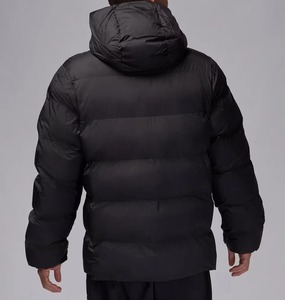 Chaqueta Acolchada Negra con Capucha para Hombre, Rellena de Algodón, Resistente al Viento, con Cierre y Cuello Alto, Abrigo Casual de Invierno, Corte Regular - Product Image 2