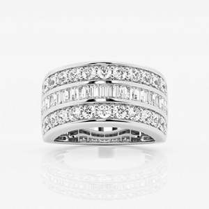 Diamond Eternity Band Ring Round Brilliant Cut Baguette Pave Setting Luxury Fine Jewelry Unisex Wedding Ring - Product Image 2