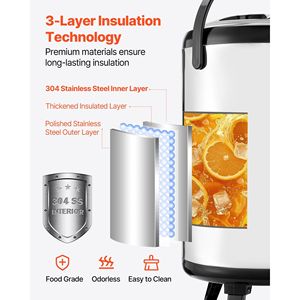 Dispenser Termico per Bevande in Acciaio Inox da 12L/3,2 Galloni con Rubinetto e Display della Temperatura per Bevande Calde - Product Image 4