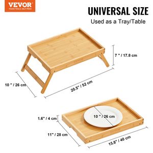 Vassoio per la colazione in bambù da 2 confezioni 15.7 \ "x11 \" portabagagli per Snack portatile con gambe pieghevoli tavolo da letto per divano letto che mangia Laptop - Product Image 2