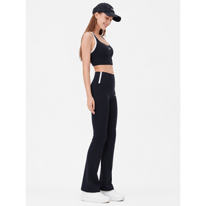 Conjunto de Yoga de Nylon y Spandex para Mujer, Marca Privada Personalizada, Top Corto y Leggings Acampanados con Ribete en Contraste, Talla XL, Ropa Deportiva para Gimnasio y Entrenamiento - Product Image 3