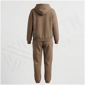 Women 100% Cotton Hooded Tracksuit Set Solid Color Full <b>Zip</b> <b>Sweatshirt</b> Jogger Pants Casual Autumn Wear - Product Image 2