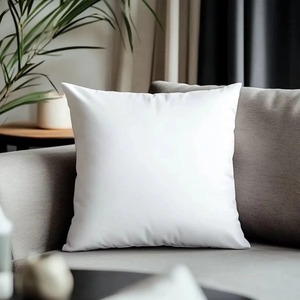 Housse de coussin rectangulaire blanche unie moderne, 100% coton tricoté, respirante - Product Image 4