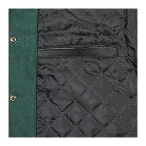 Chaqueta Varsity de Béisbol Unisex Verde para Escuela Secundaria con Mezcla de Lana Premium y Mangas de Cuero Original - Product Image 6