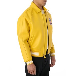 100% Genuine Leather Avirex <b>Jackets</b> for Men <b>Waterproof</b> Front Custom Outerwear High-quality <b>Yellow</b> Avirex Leather <b>Jackets</b> for Men - Product Image 6