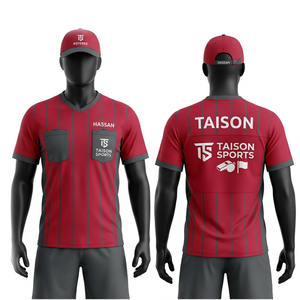 Maillot d'arbitre pour homme, tissu interlock en polyester premium 180 GSM, respirant, design à panneaux noirs, logo personnalisé par sublimation - Product Image 1