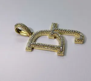 Colgante Personalizado con Inicial de DJ, Diamante Moissanita, Estilo Hip Hop, Colgante con Letra del Alfabeto, Chapado en Oro sobre Plata 925, Joyería Hip Hop - Product Image 5