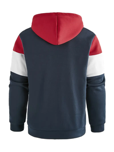 Red, <b>White</b> & Navy Colorblock <b>Zip</b> <b>Up</b> Hoodie | Custom Men's Fleece Sweatshirt Manufacturer | Wholesale B2B Apparel Bangladesh - Product Image 2