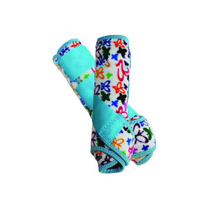 Botas de nailon de alta calidad con diseño floral colorido y ribete turquesa, con soporte envolvente para herraduras de caballo - Product Image 1