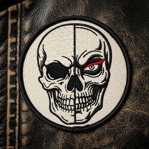 Parche Bordado Termoadhesivo de Calavera de Vampiro con Garras Cruzadas, Redondo, para Ropa, Motociclistas, Estilo Gótico, Aplique DIY, Etiqueta Personalizada para Sombrero - Product Image 5