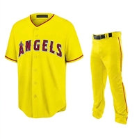 Set Jersey Baseball Angels Putih Bermotif Lengan Pendek Bahan Tackle Twill Pria Regular Fit Bernapas Cepat Kering Musim Panas 100% Poliester