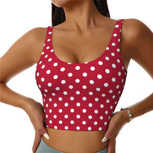 Soutien-gorge de sport simple pour femme, best-seller, couleur rouge, points blancs, maintien élevé, tissu respirant et écologique en Spandex/Polyester - Product Image 2