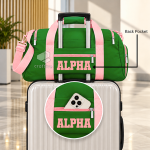 Alfa |   Kapa |   Bolsa de Viaje Deportiva de Fin de Semana para Mujer, Marca Alpha Sorority, de Cordura, con Compartimento para Zapatos, con Cierre - Product Image 5