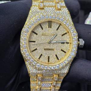 นาฬิกาข้อมือหรูหรา หน้าปัดอนาล็อก ประดับเพชรโมอิสซาไนต์ สำหรับผู้ชายและผู้หญิง ระบบจักรกลอัตโนมัติ กันน้ำ หน้าปัดขนาด 43 มม. สายขนาด 22 มม. สไตล์ฮิปฮอป - Product Image 1