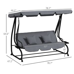 Panca Altalena Moderna in Metallo per Esterni con Cuscino Impermeabile e Garanzia di 1 Anno - Product Image 3