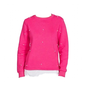 Hot Pink Beaded <b>Sweatshirt</b> Women Winter Fleece Pullover <b>Long</b> Sleeve Cute Casual <b>Ladies</b> Fashion Outerwear - Product Image 1