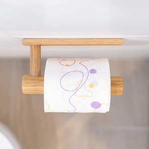 Wood <b>Toilet</b> Paper <b>Roll</b> <b>Holder</b> Wood Handle Metal <b>Wall</b> <b>Mount</b> Kitchen Utensil <b>Holder</b> Detachable Chopstick Spoon Rack - Product Image 4
