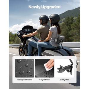 Respaldo Desmontable para Pasajero de Motocicleta, Negro, de 16 Pulgadas de Altura, Estructura en Forma de U, Compatible con -Davidson Touring Street Glide - Product Image 4