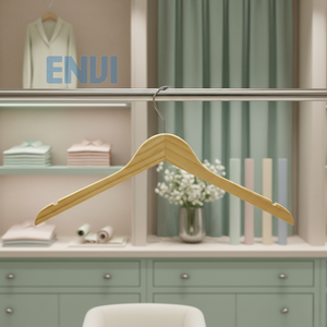 Cintres en bois de pin durables de haute qualité avec crochets chromés élégants, à un seul niveau, pour armoire et salle de bain - Product Image 1