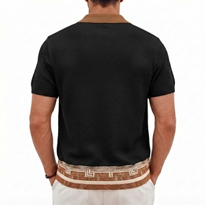 Chemise Homme Personnalisée Vintage en Maille Unie Anti-Plis 190g à Manches Courtes Boutonnée Décontractée Streetwear Haut d'Été Luxe Tendance - Product Image 2