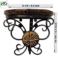 Handgemaakte houten wandplank van smeedijzer |   Decoratief aan de muur gemonteerd displayrek voor bloempotten, thuis, badkamer, keuken, opbergrek