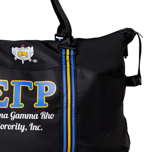 Sigma Gamma Rho Duffel Bag Travel Gym Bag Women Blue <b>Gold</b> Stripe Shoulder Bag Stylish Durable - Product Image 3