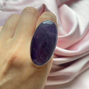 Bague en améthyste faite à la main, en argent sterling 925, grande pierre précieuse, bijoux de luxe, bague élégante, cadeau pour femme, bijoux fins - Product Image 3