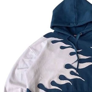 Sudadera con Capucha Oversize para Hombre al por Mayor, Estampado de Llamas con Bloques de Color, Manga Raglán, Ropa Casual de Otoño, 100% Algodón FRENCH TERRY - Product Image 2