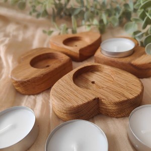 Portavelas de Madera Hecho a Mano, Soporte para Velas de Té de Madera Natural, Decoración Rústica para el Hogar, Regalo para el Día de San Valentín - Product Image 4