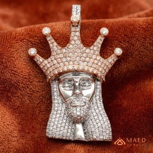 Collier pendentif couronne de roi en moissanite plaqué or rose, bijoux de mode pour hommes et femmes, pendentif de luxe de style moderne, New York City - Product Image 4