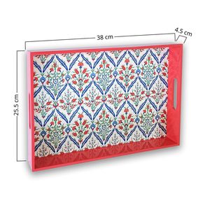 Plateau de service rectangulaire en bois de couleur rouge classique, design imprimé, qualité supérieure, durable, plateau à dessert en bois brillant pour les collations - Product Image 2