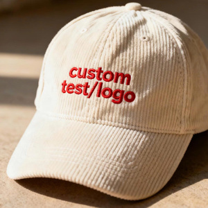 Custom Embroidery Baseball Cap 6 Panel Corduroy Adjustable Unisex Adults Casual Style Unstructured Curved Brim <b>Dad</b> <b>Hat</b> Unisex - Product Image 2