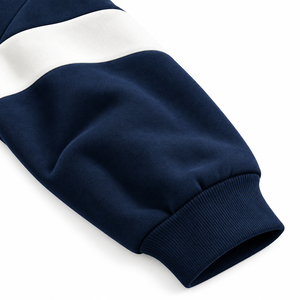 Sudadera con Capucha Unisex Personalizada, Manga Larga, Blanca y Azul Marino, de Algodón y Felpa, Estilo Urbano, para Invierno, con Bolsillo - Product Image 5