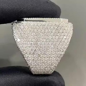 Hot Selling VVS Moissanite Round 925 Sterling Silver <b>Ring</b> Gold Fine Jewelry <b>Men</b> Women Diamond Test Passes HipHop Style <b>Ring</b> - Product Image 2