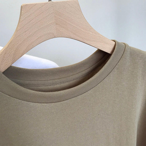 High Quality Customized Women Crop <b>Tops</b> 100% Cotton Breathable O-Neck Short Sleeves Casual 220g Jersey Knitted Summer - Product Image 5