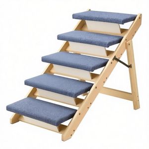 Moderne Scale per Animali Domestici in Bambù con Design Antiscivolo, Lavabile e Impermeabile per Uso Interno in Soggiorno - Product Image 3