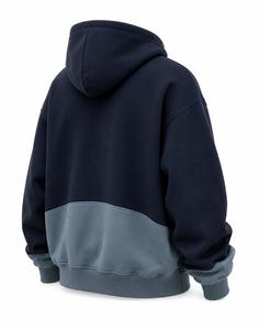Sweat-shirt polaire à capuche d'hiver haut de gamme bicolore avec poche contrastante, coupe classique, service OEM, streetwear personnalisé, couleur décontractée - Product Image 5