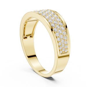 Anillo de boda para hombre con diamantes cultivados en laboratorio en oro amarillo – Anillo llamativo, ancho y lujoso para el novio, joyería con diamantes - Product Image 1