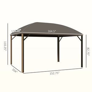 10 'X 14' padiglione marrone Hardtop con tetto in acciaio e gancio a soffitto giardino Patio Gazebo con rete per tende - Product Image 3